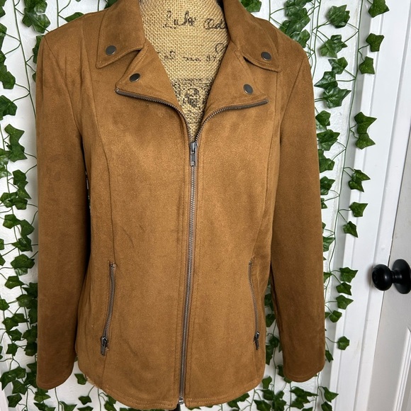 Style & Co Tan Utility Jacket with Collared Neckline - Picture 2 of 3